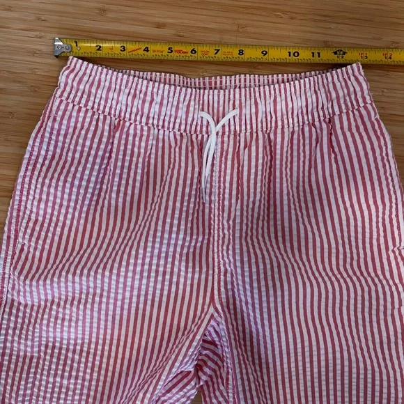 Crewcuts J Crew Boys Size 14 Striped Pink White Lined Swim Suit Trunks CG913 NEW - Picture 4 of 7